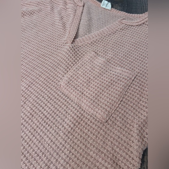 BiBi Waffle Knit Short Sleeve Blush Top L/XL - Picture 2 of 5